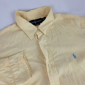 Ralph Lauren Custom Fit Yellow Oxford Button Down Shirt Mens L